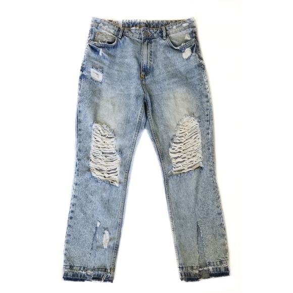 ZARA TRF IX'D Womens Destroyed Jeans Split Hem 6 - Picture 3 of 8